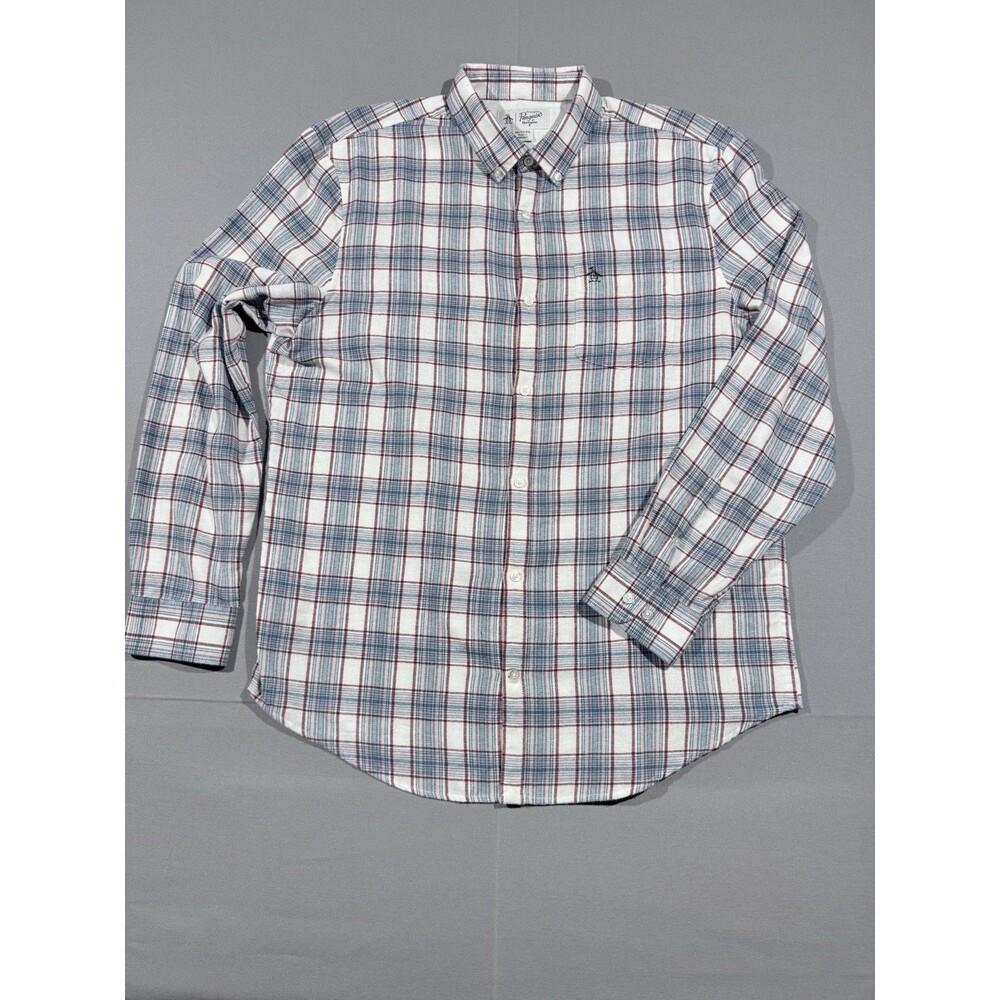 Original Penguin Shirt Mens XL Plaid Long Sleeve Button Front Super Soft
